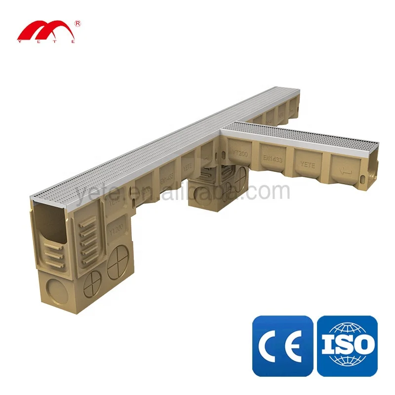 Polymer Concrete Drainage Channel with Stainless Steel or Galvanized Steel Grating Cover En1433 Load Class