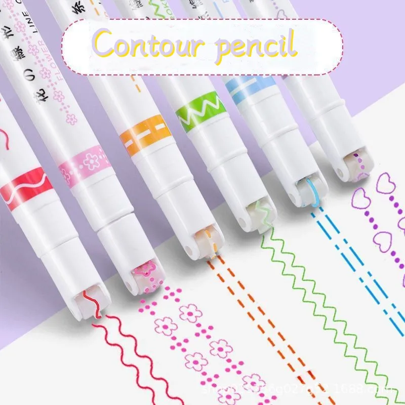 Wholesale hand newspaper fluorescent hand tent contour pen wavy line contour pen
