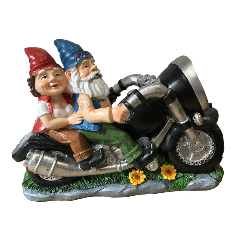 Funny Figurines Motorcycle Statues Biker Garden Gnomes Outdoor Garden Decoration