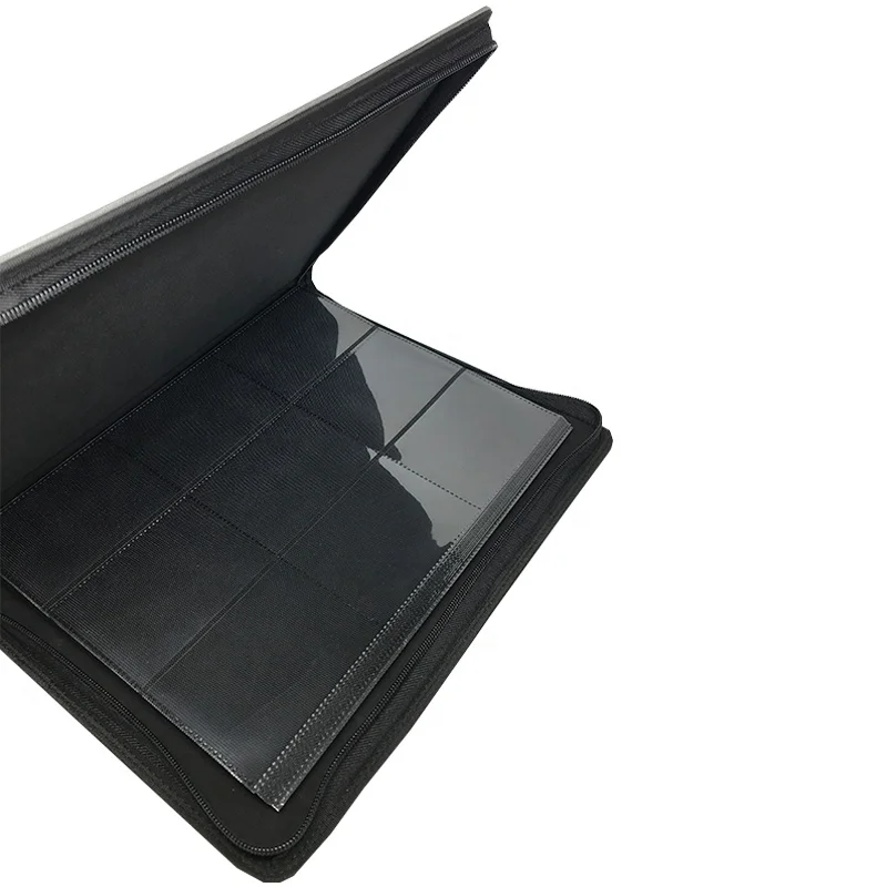Zipper closure 9 pockets PU leather custom MTG folder game magic loose leaf notebook sleeve yugioh tcg premium card binder