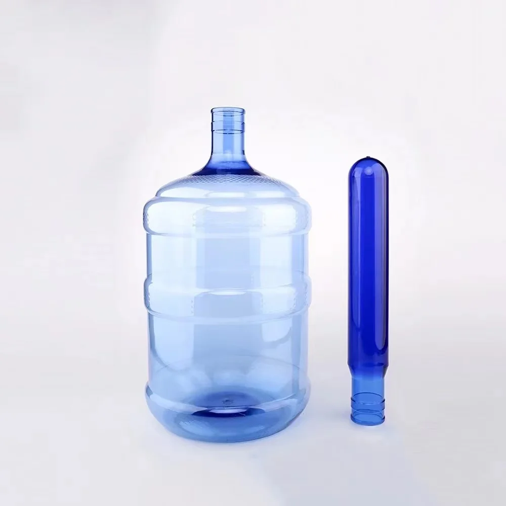 3 5 Gallon 700g 750g 55mm Screw Press Neck Blue Color Virgin Pet Preform For 18.9l 20l Water Bottles