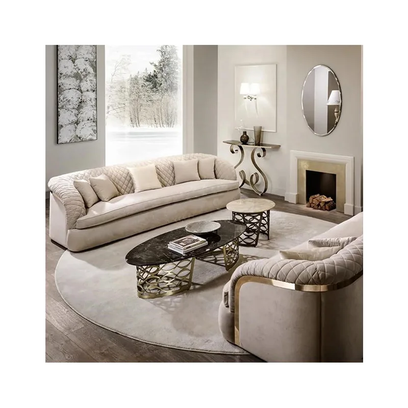 Роскошный итальянский диван в стиле постмодерн простой фланелевый на три персоны