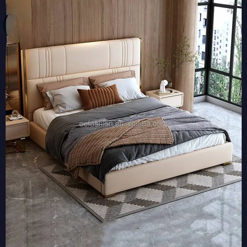 OE-FASHION Factory price Italian Style Blue-colored bed set furniture hotel beds for adults