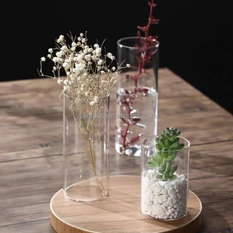 High borosilicate transparent glass flower vase for home decor small vase