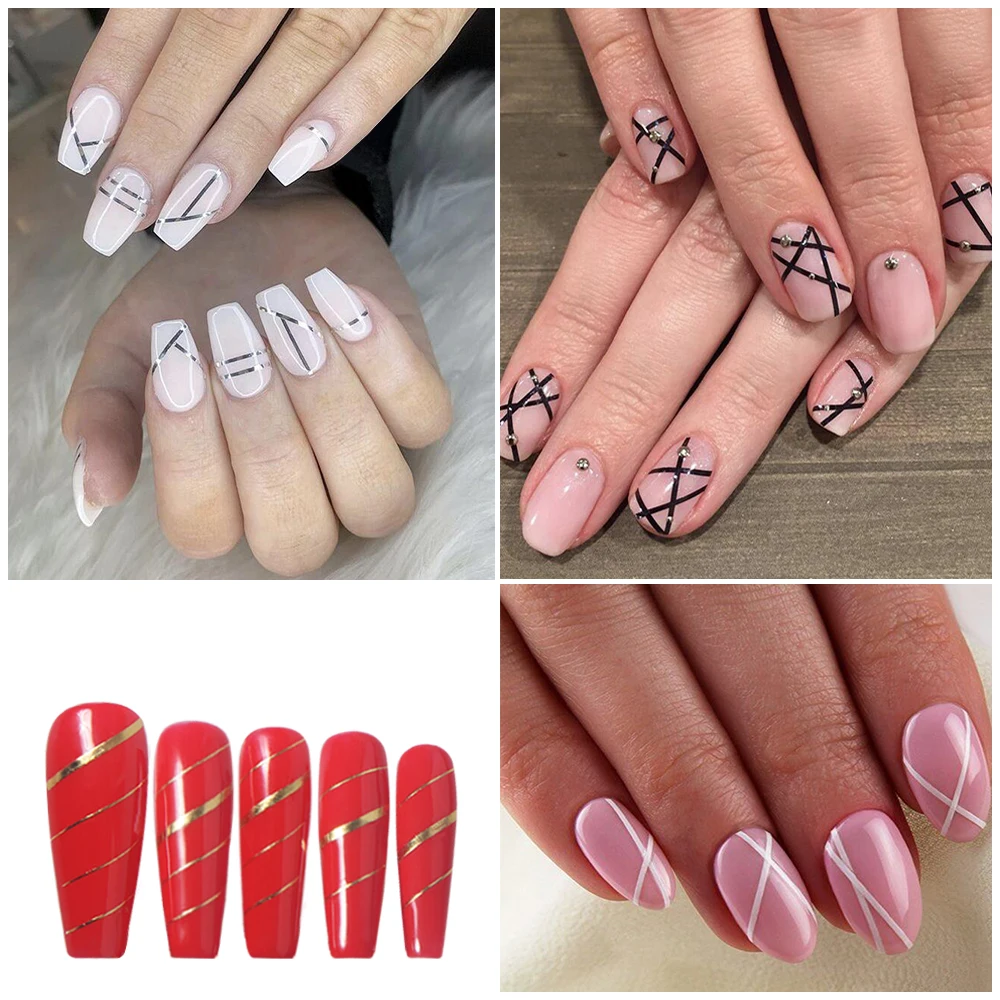High Quality Gold Nail Line Nail Art Stickers Decoration,Custom Stickers Black White 3D Nail Stickers