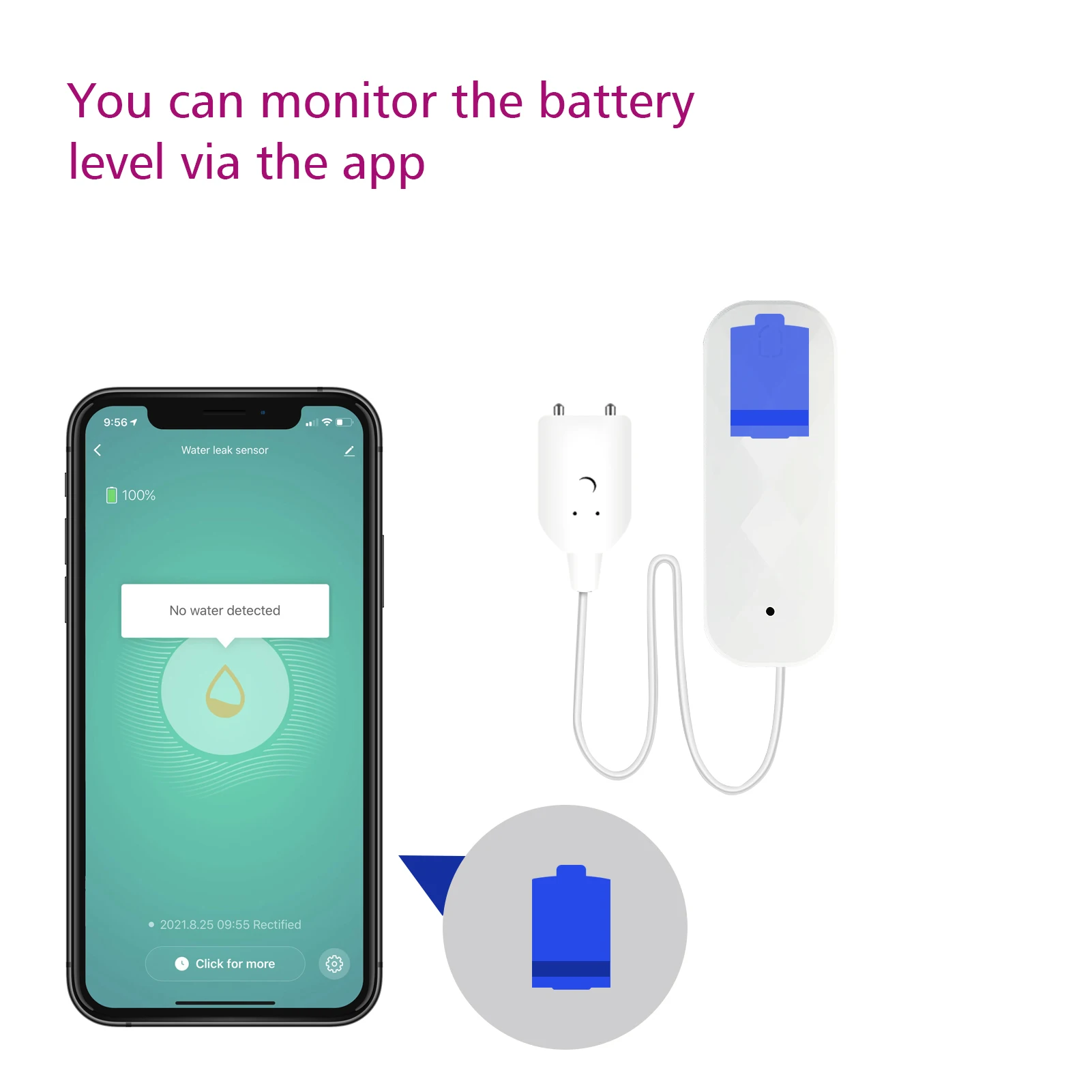 Wireless wifi water leak detector alarm with probe buzz home ground intelligent WIFI water flood sensor