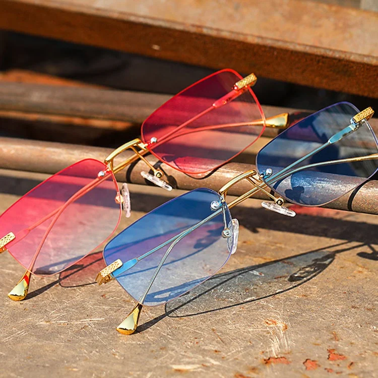 Punk Gafas De Sol 2022 Men Vintage Designer Sunglasses Shades Rimless Square