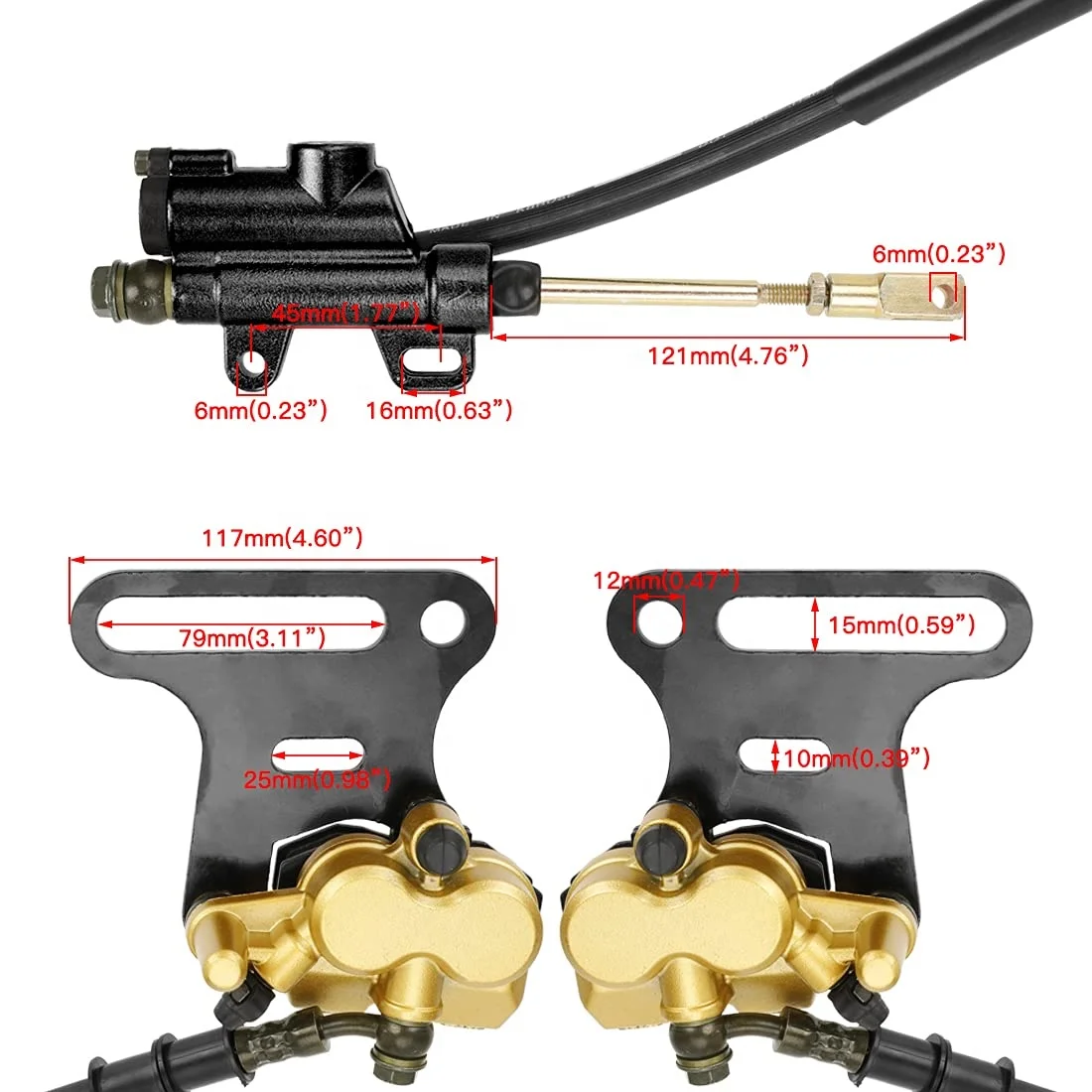 HIAORS Rear Foot Disc Hydraulic Brake Master Cylinder Caliper kit for 70cc 90cc 110cc 125cc 140cc 150cc Chinese Pit Dirt Bike