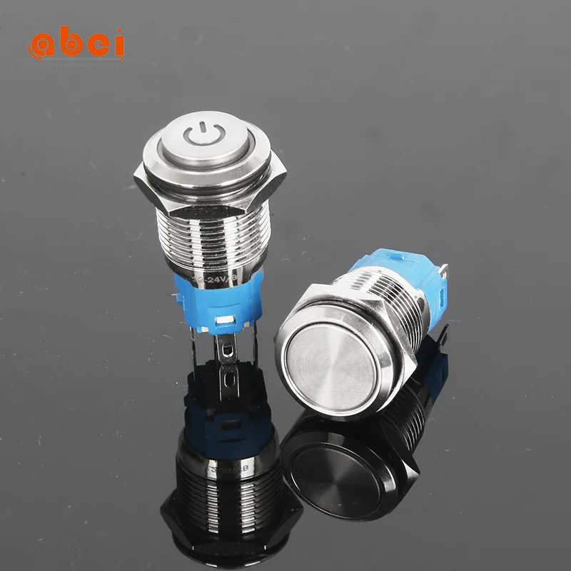 Светодиодный самоблокирующийся кнопочный переключатель с подсветкой, 16 мм, мгновенный металлический, красный, зеленый, 12 В, 110 В