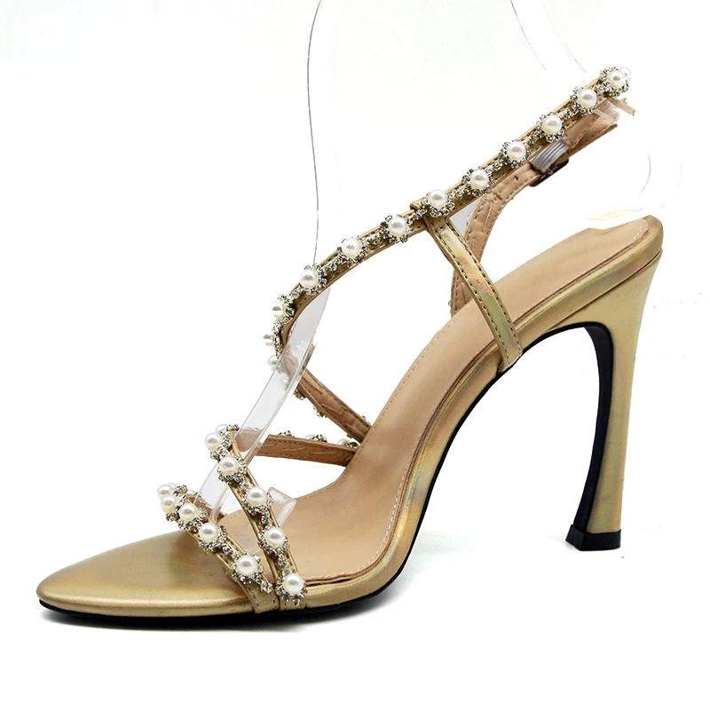 latest fashion pointed toe high heel rhinestone  women sandals