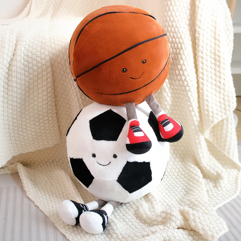 Custom Logo Branded Plush Soccer Ball Pillow Soft  Basketball Toys Squishy Baseball Football Rugby Ball Gifts For Boys Children