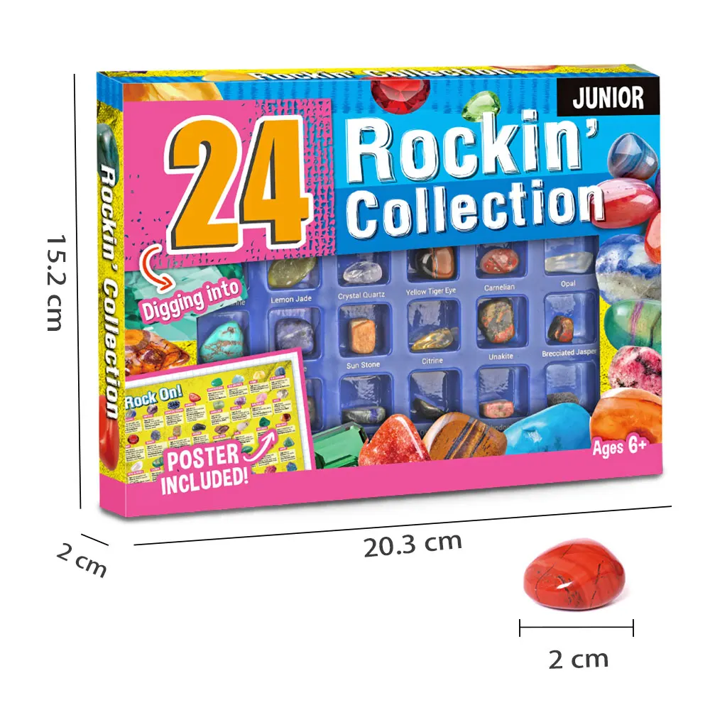 24PCS STEM Toys Stones and Rocks and Minerals Collection Games Kid Other Education Toys