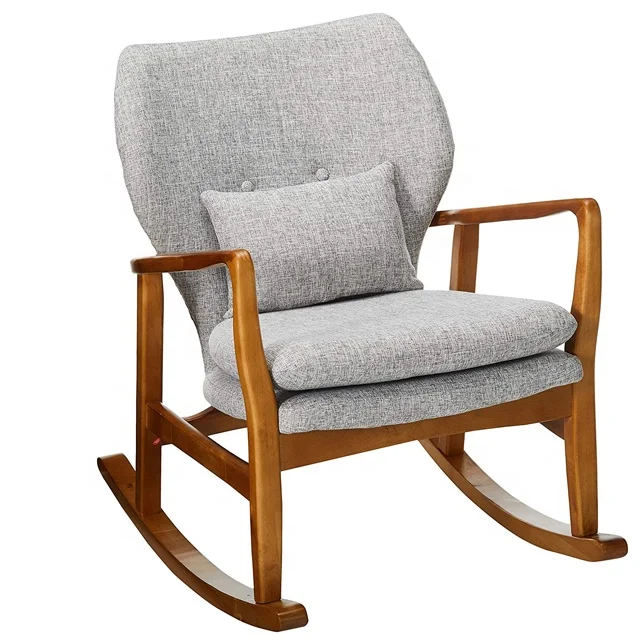 Balen Mid Century Modern Fabric Rocking Chair (Light Grey Tweed)