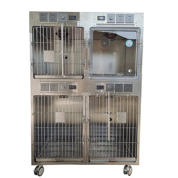 Vet Clinic Animal Care Warm Box ICU Pet Oxygen  Incubator Stainless Steel Veterinary Oxygen Cage