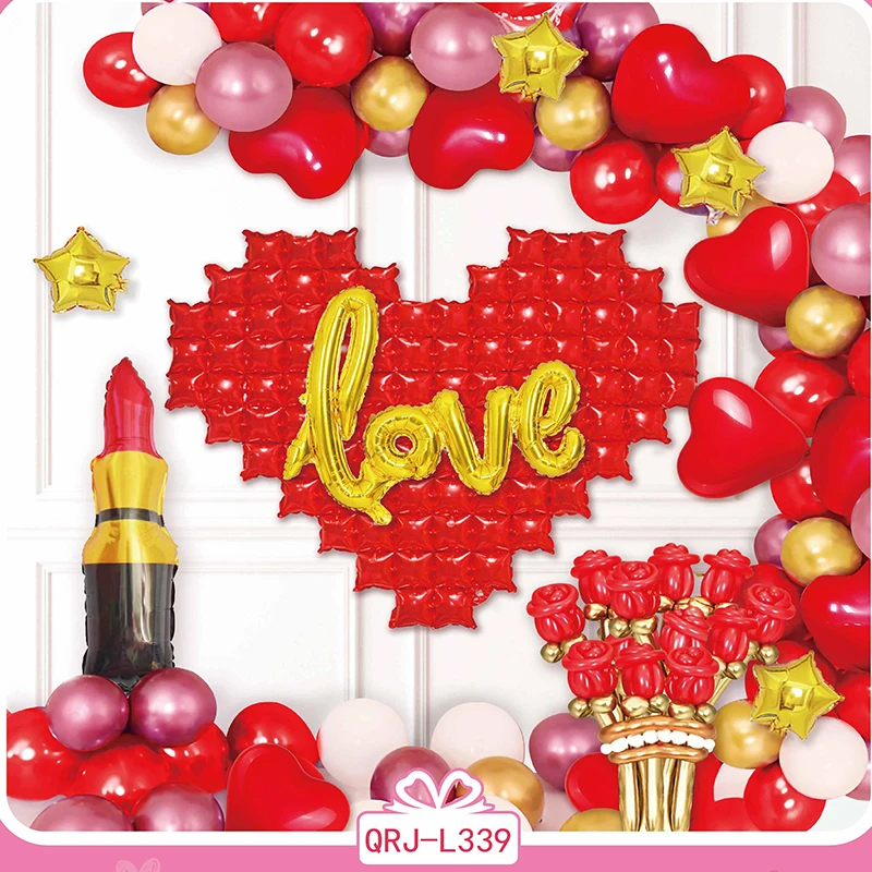 I Love You Balloons Heart Balloons Kit Wedding Flower Decoration Love Bear Red Heart Balloons for Valentine Day Party Decoration