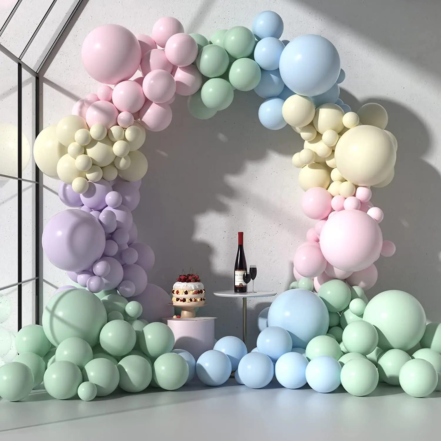 185 Pcs Assorted Macaron Balloons Garland Kit Pastel Balloon Arch Kit For Birthday Baby Shower Party Decorations