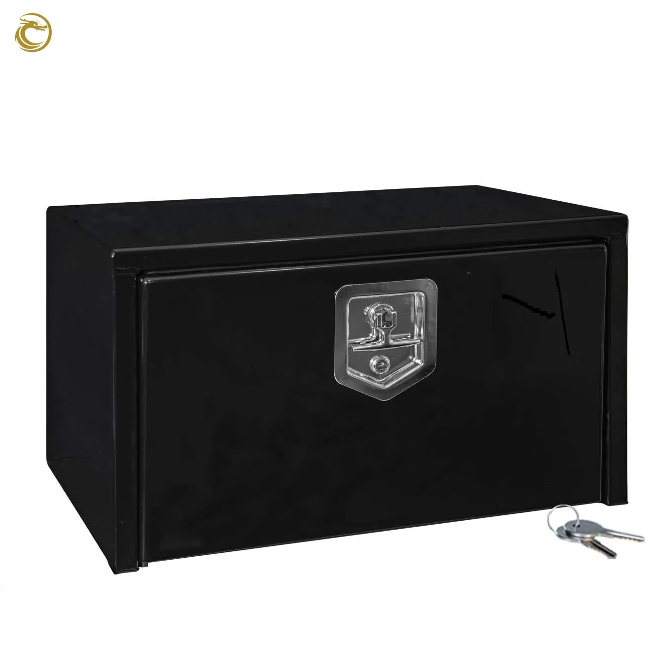 Black Steel Underbody Truck Tool Box with T-Handle Latch