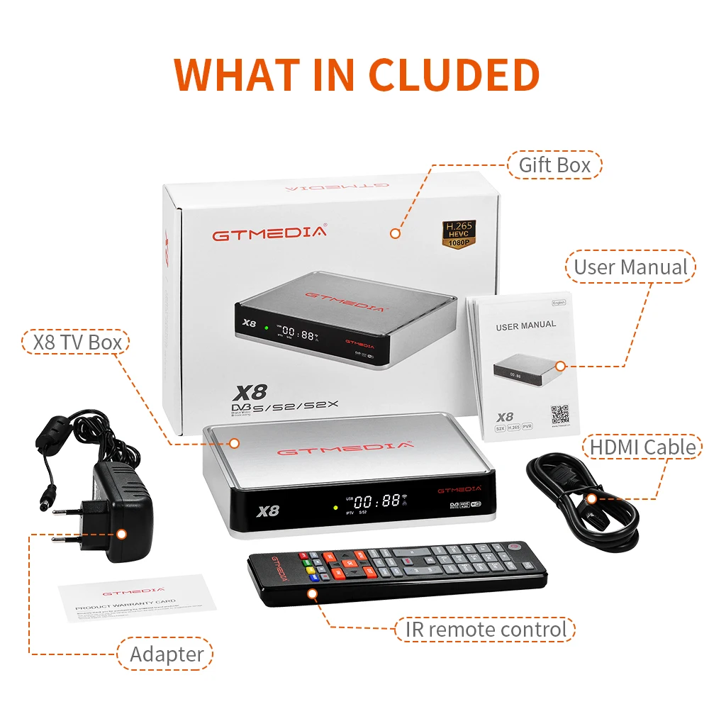  BISS автоматический ролл GTMEDIA X8 FTA DVB-S/S2/S2X спутниковый ресивер с истинным RGB