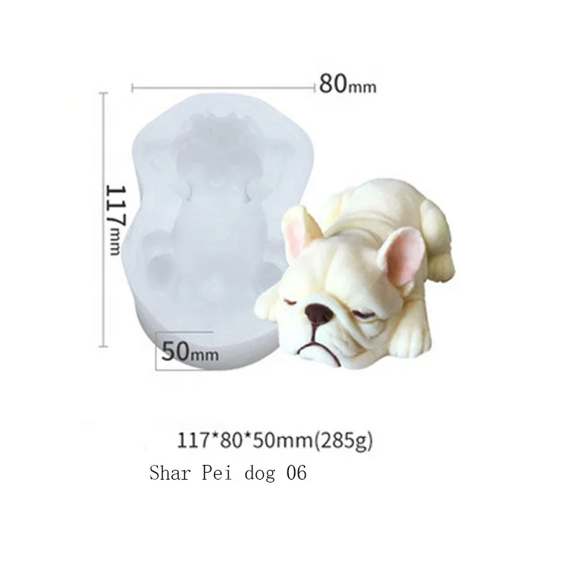 D5082 lovely animal Pudding Shar Pei Akita dog Mousse cake ice cream candy jelly Chocolates baking Resin Mold Silicone 3D Mould