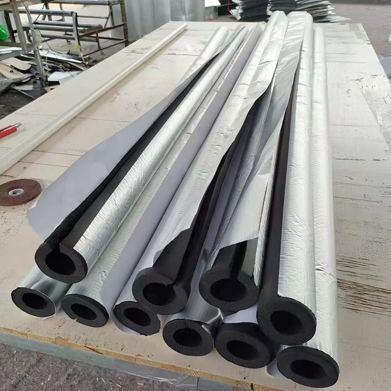 Foam rubber tubing for copper pipes / bellsafe flexible elastomers with aluminium foil NBR/PVC rubber foam insulation