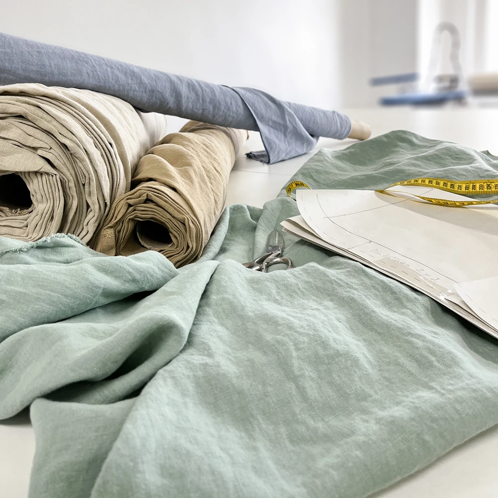 Factory competitive soft breathable blend clothing  pattern linen/cotton blend fabric  100% linen and linen blends