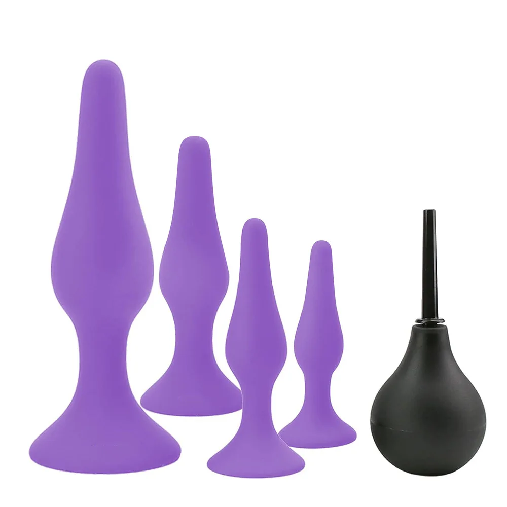 4 Pcs  5 pcs Soft Silicone Suction Cup Anal Sex Tools Trainer Kit Anal Butt Plug Set For Male Female