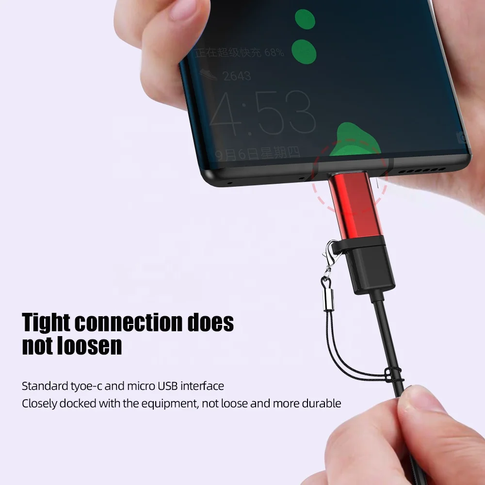 Micro USB To Type-C Adapter Converter With Lanyard For Mi 6 Charging Data USB OTG Connector Adapters