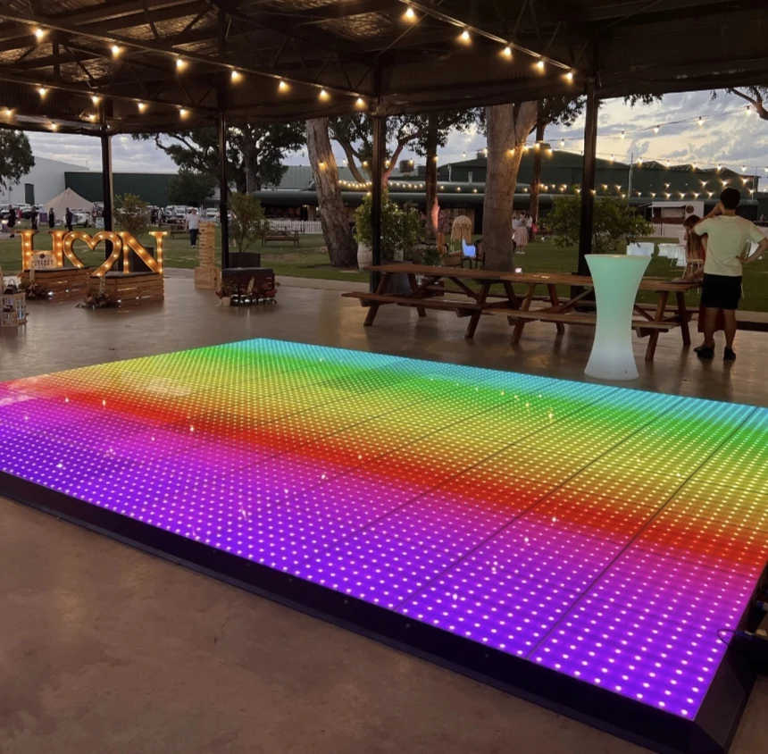 Interactive RGB LED Dance Floor for Parties Dj Lighting Emitter Brick Lights Glass Body Material for Interactive Entertainment