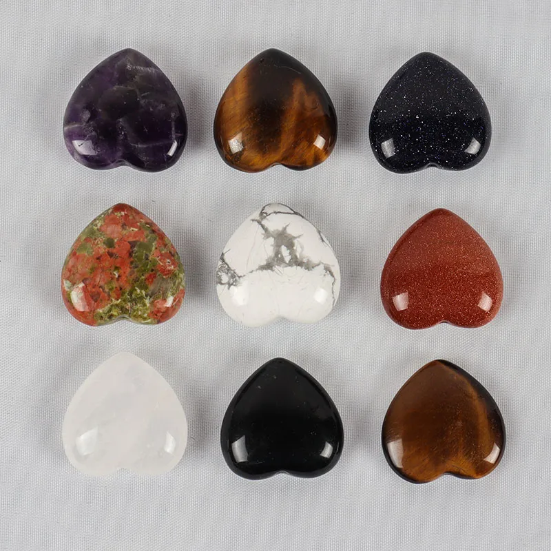 High quality nature jade stone different color small mini heart shape semi-precious stone crafts for home decoration