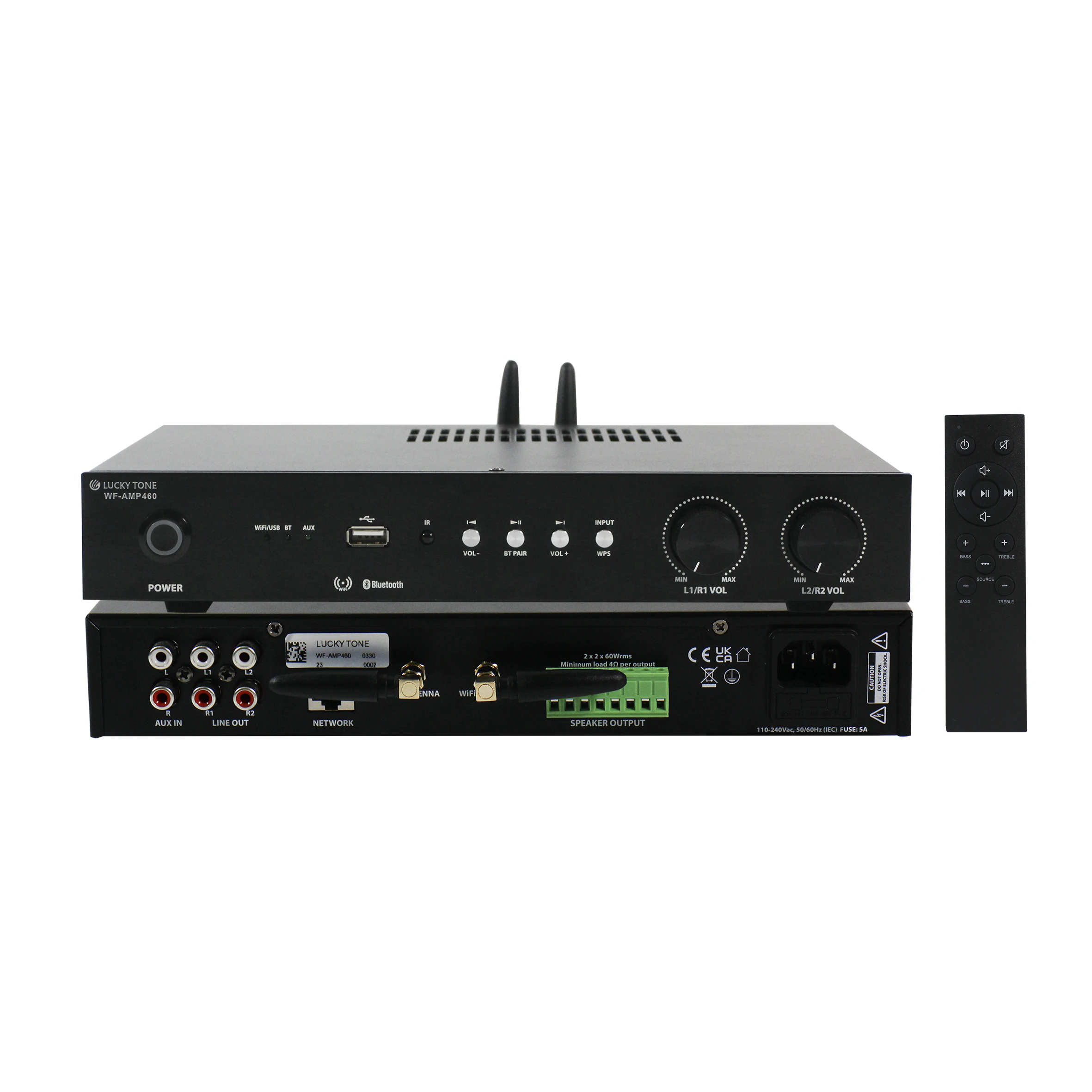 4-канальный WIFI & BLUETOOTH аудио усилитель 4*60 Вт