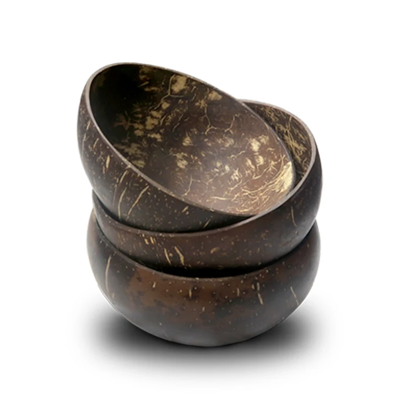 Natural Custom Salad Ice Cream Coconut Shell Bowl Products Lacquer Coconut Bowls And Wooden Spoon Sets