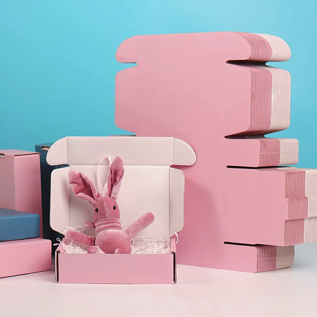 Wholesale Custom Eco Friendly Printed Blank Colored Pink Packaging Mailer Boxes Kraft Rigid Corrugated Shipping Box With Logo