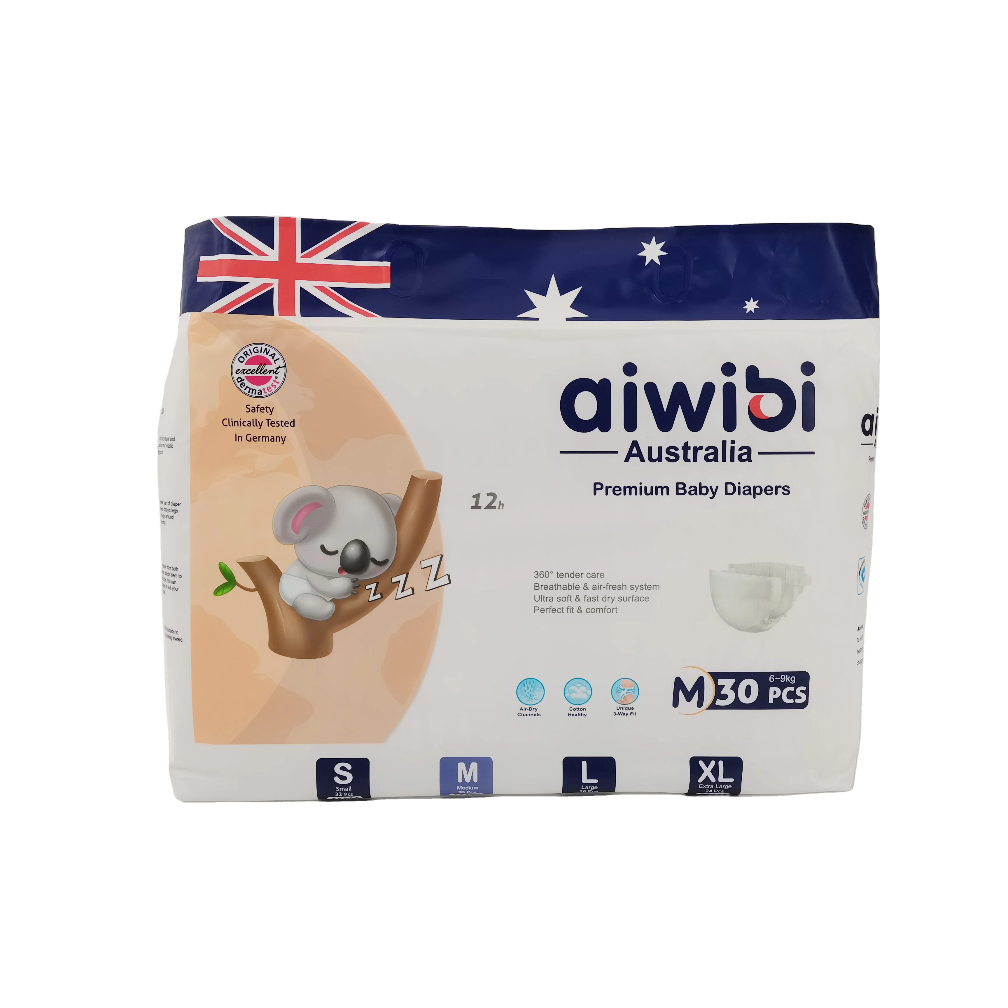 AIWIBI Australia brand best selling  diaper baby diapers soft touch breathable strong absorption ultra thin diapers in wholesale