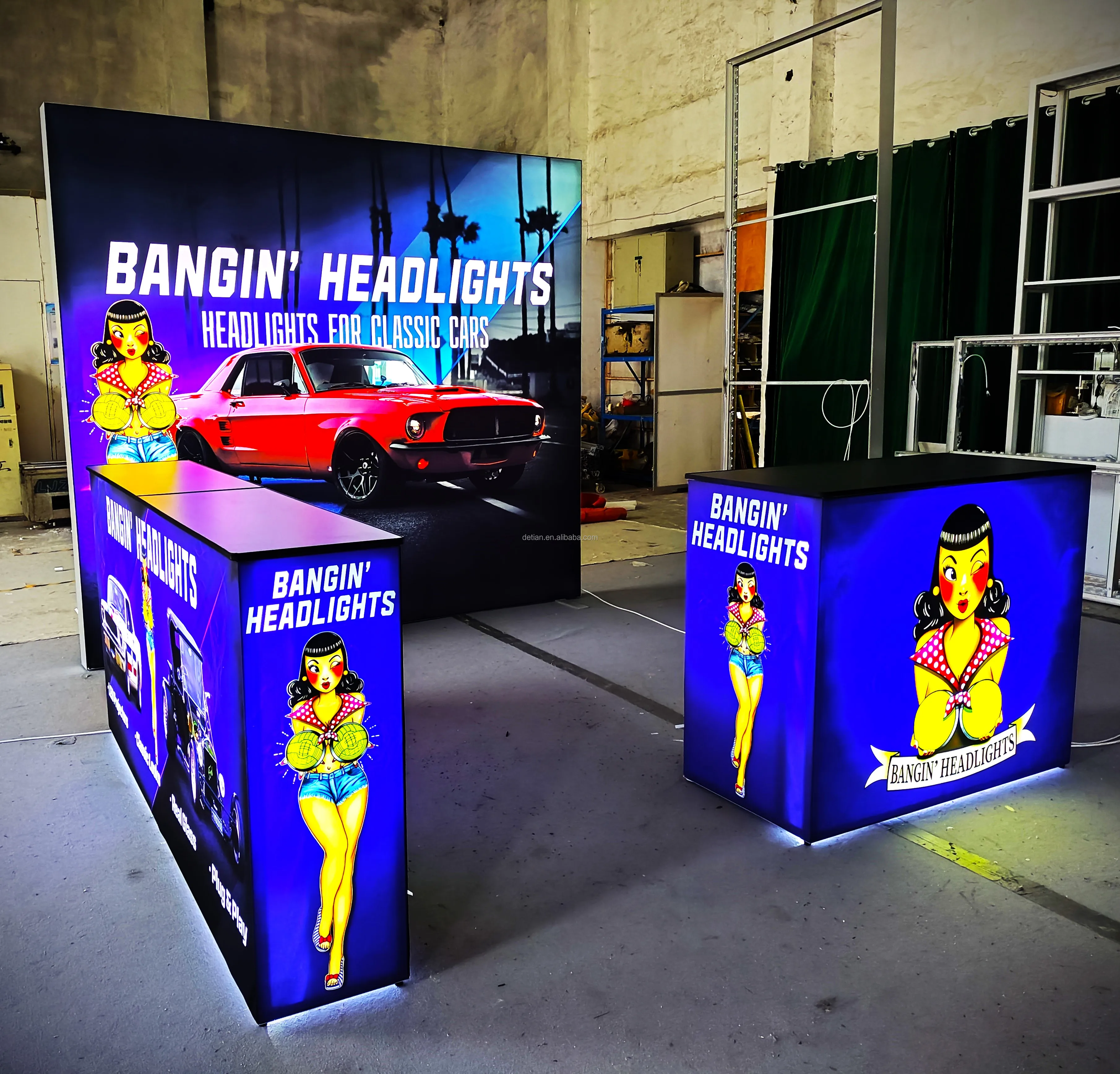 Custom exhibition booth stand portable reusable high quality led backlit seg frameless light box trade show display