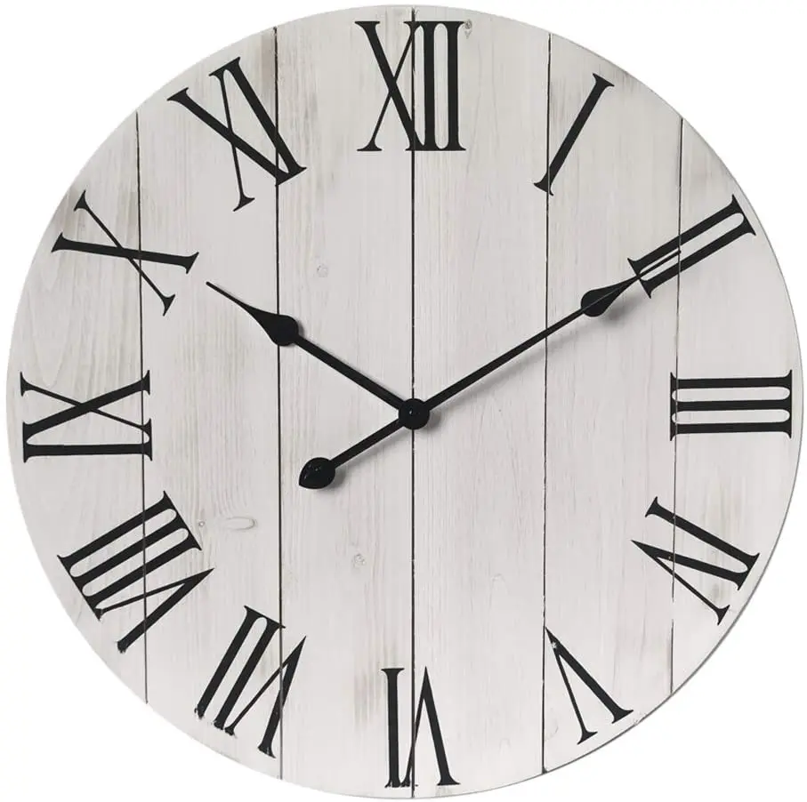 24 Inch Farmhouse Roman Numerals Silent Wooden Wall Clock
