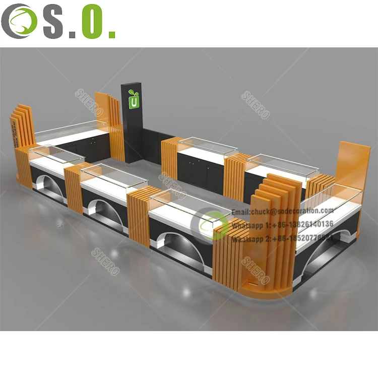 Factory Customized Mall Kiosk Glass Jewelry Showcase Shop Jewellery Kiosk Counter Display Jewelry Kiosk for Sale
