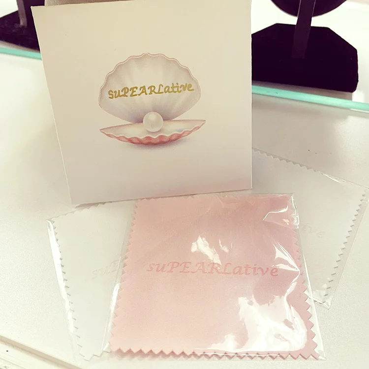 Custom Gold Foil Letterpress Soft Velvet Polishing Clothes Black Microfiber Suede Cleaning Cloth for Jewelry