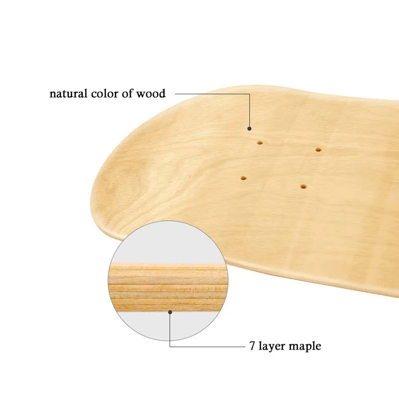 31*8 Inch Wholesale Oem Plain Blank Skate Board 7 Ply Wood Decks Skateboard