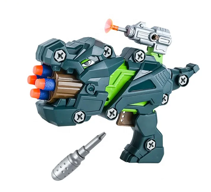 2 in 1 cartoon assemble toys dinosaur soft bullet gun