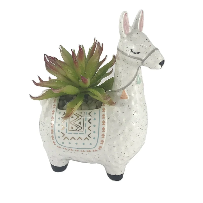 ceramic llama with beautiful pattern  porcelain flower pot planter for home decoration