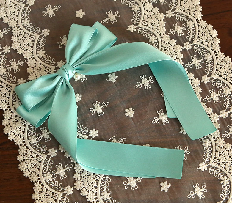 Hot selling romantic style ribbon hairpin Pearl Lulu Ribbon Hairpin made in Korea a large ribbon pin with pearls is best selling