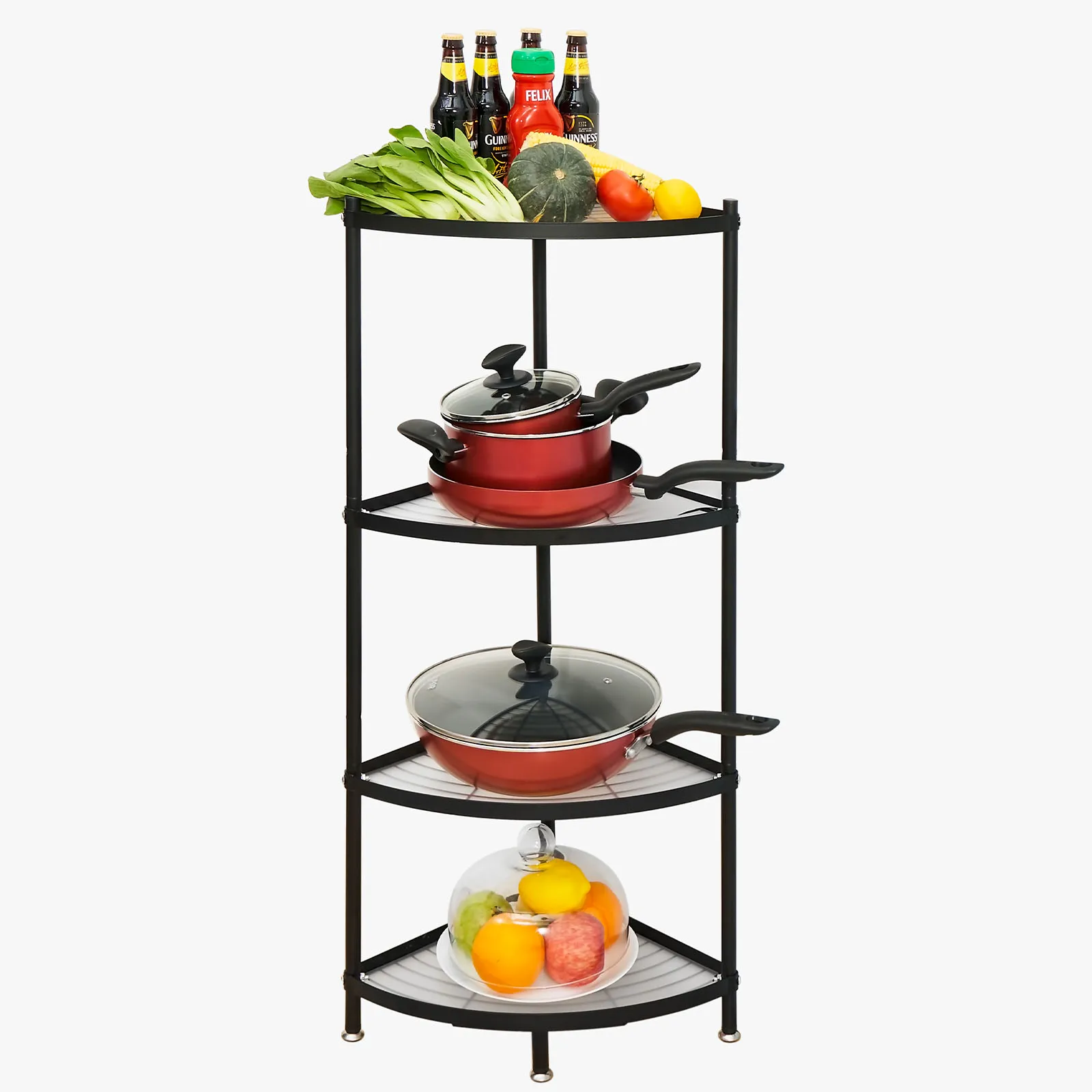 4-Tier Fan-shaped corner shelf storage holders for kitchen living room