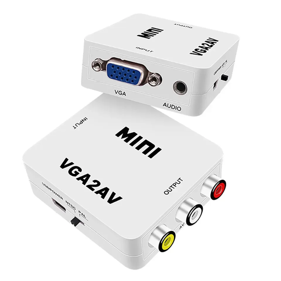 MIni VGA2AV VGA to AV Mini Converter Adapter with 3.5mm Audio VGA to AV For PC to TV HD Computer TV