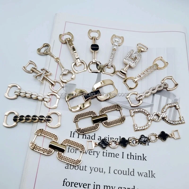Diamond Shaped Metal Decorative Chain for Shoes and Bags Non-Removable Shoe Hooks Accessories