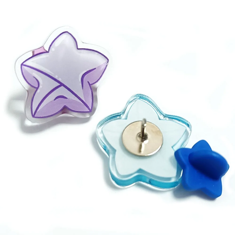 Custom logo print cartoon acrylic pins plastic cute pin with butterfly clutches