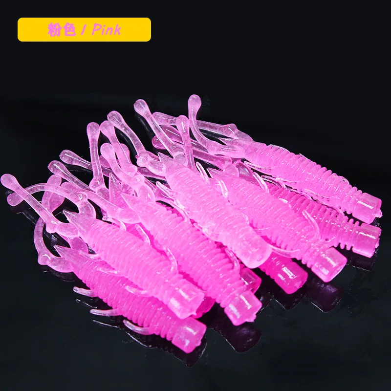 10 pieces Soft artificial worm lures TPR 65mm 75mm Shrimp fishy smell Luminous Flexible Bait Swimbait MaggotsJigging Wobblers