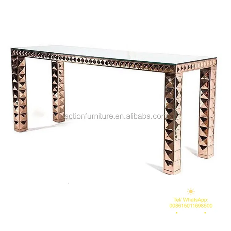 Gold stainless steel frame night club used bar table and chairs set