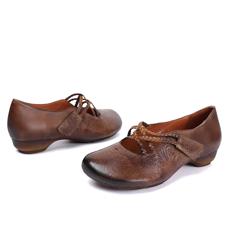 2019 Autumn Female Shoes Sandals Hook And Loop Ladies Leather Shoes