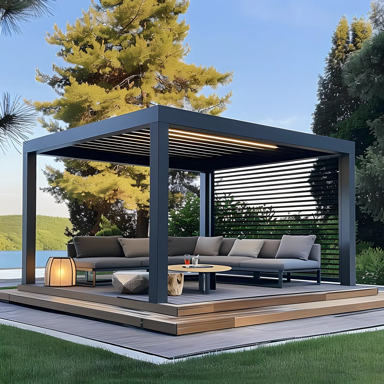 Waterproof outdoor pavilion factory direct sales 4x3 electric bioclimatic aluminum pavilion