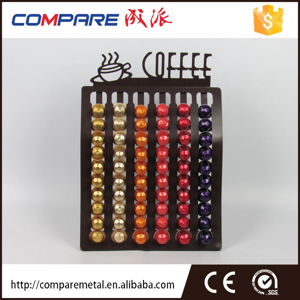 Modern Black Powder Coated Metal Coffee Pod Holder Nespresso Capsule Holder Functional Storage Design Kitchen Use Box Packed
